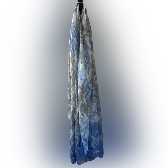 Calvin Klein Blue Gray Oversized Long Scarf 75" EUC - Picture 5 of 5